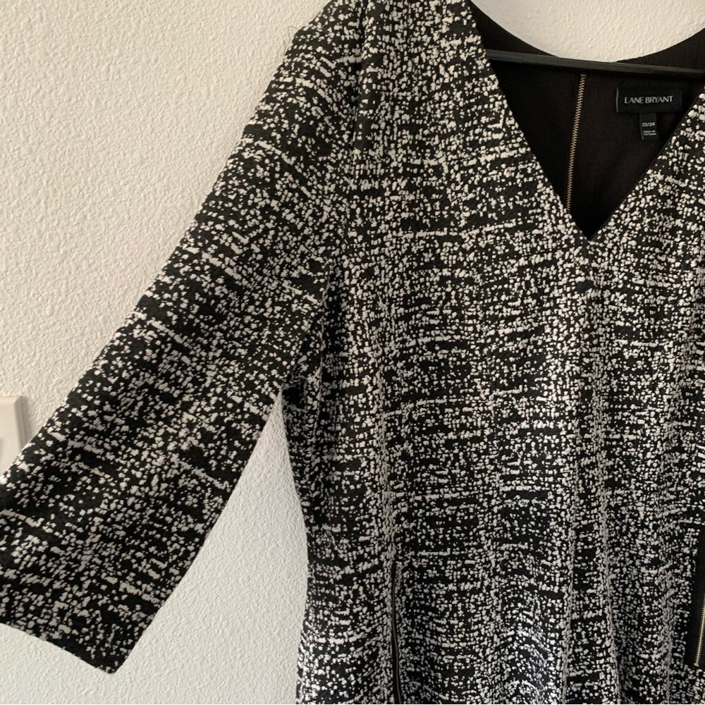 Lane Bryant Black White 3/4 Sleeve Dress - Picture 5 of 11